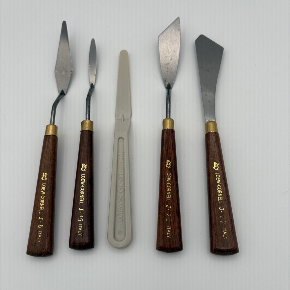 Loew-Cornell Palette Paint Knives 4 Metal/Wood Italy 1 Plastic
